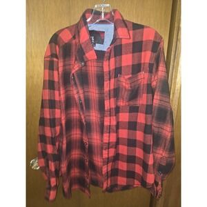 Mens Top‎ Small Red Plaid Country Rustic Sz Large